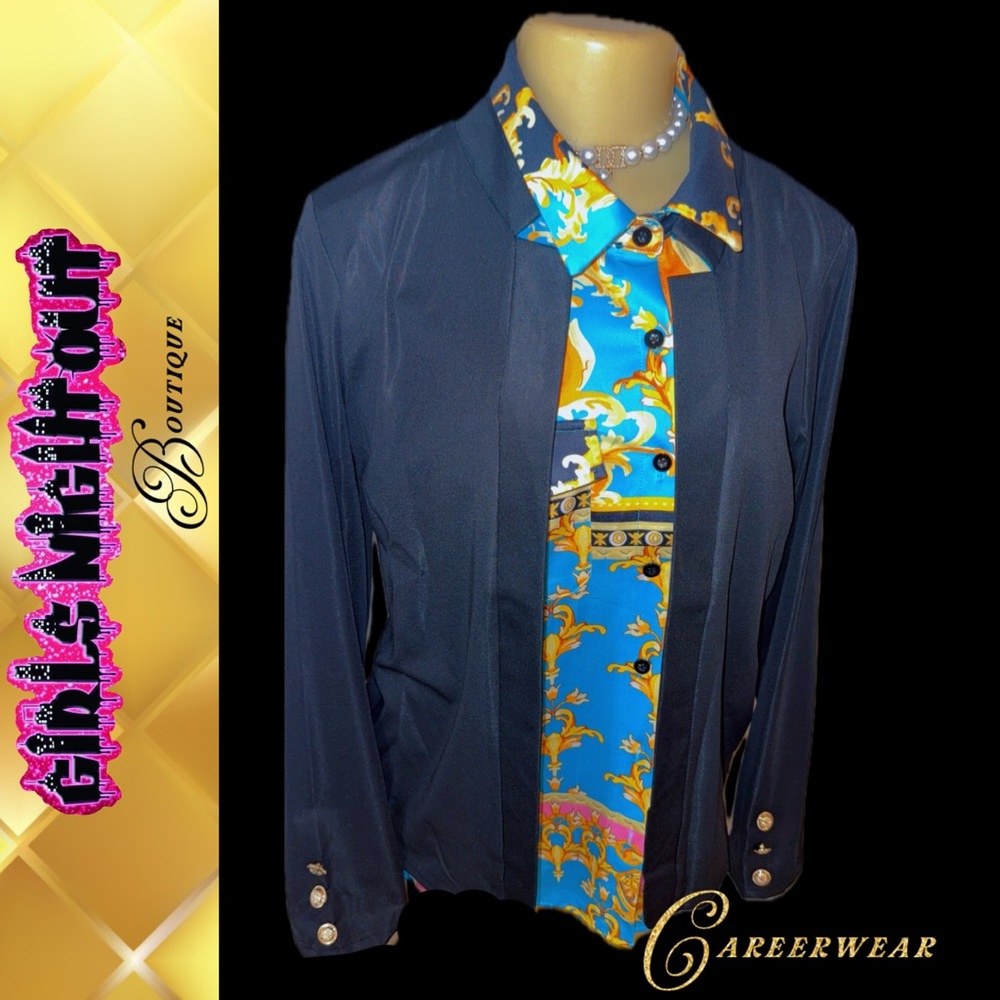 Black lightweight button sleeved blazer Jacket